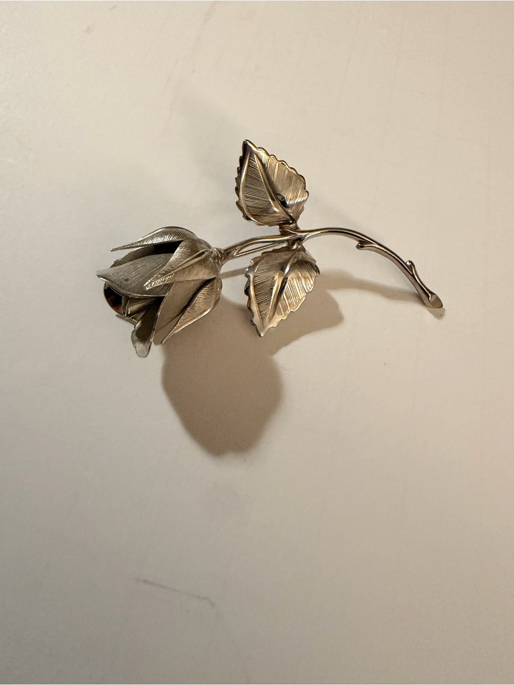Vintage Giovanni Silver Tone Rose Brooch Floral Statement Pin